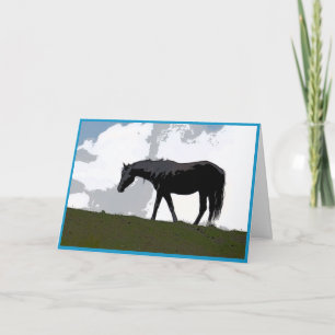 Schwarzes Pferd Grafik Kunstkarte Karte