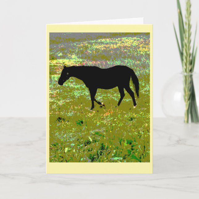 Schwarzes Pferd Grafik Kunstkarte Karte (Vorderseite)