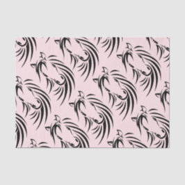 Schwarzes Pferd Kopf auf Rosa Seidenpapier