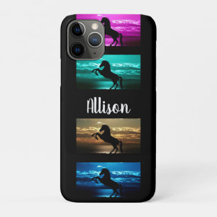 Schwarzes Pferd Lila, blau, Aquamarin, Golden Sky  Case-Mate iPhone Hülle