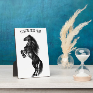 Schwarzes Pferd mit benutzerdefiniertem Text Fotoplatte