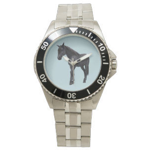 Schwarzes Pferd mit blauen Augen Armbanduhr