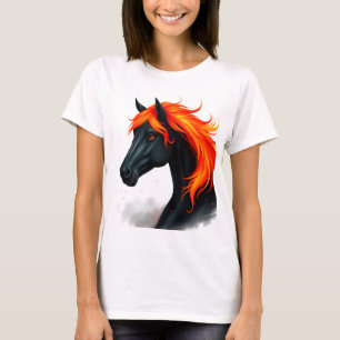 Schwarzes Pferd mit fiery Red Mane T-Shirt