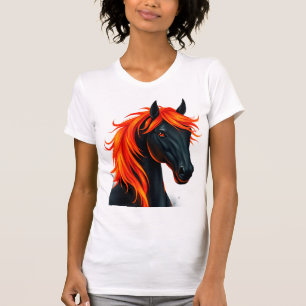 Schwarzes Pferd mit fiery Red Mane T-Shirt