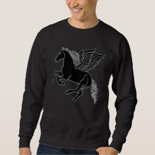 Schwarzes Pferd mit Flügeln Pegasus Sweatshirt