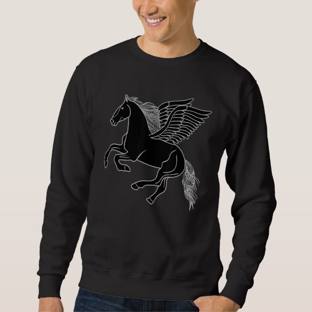 Schwarzes Pferd mit Flügeln Pegasus Sweatshirt (Vorderseite)