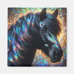Schwarzes Pferd mit Iridescent Mane Magnet
