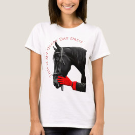 Schwarzes Pferd mit rotem Handschuh und Derby Day T-Shirt