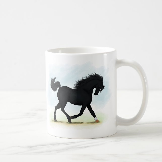 Schwarzes Pferd mit Star & Sock (Black Beauty) Kaffeetasse (Rechts)