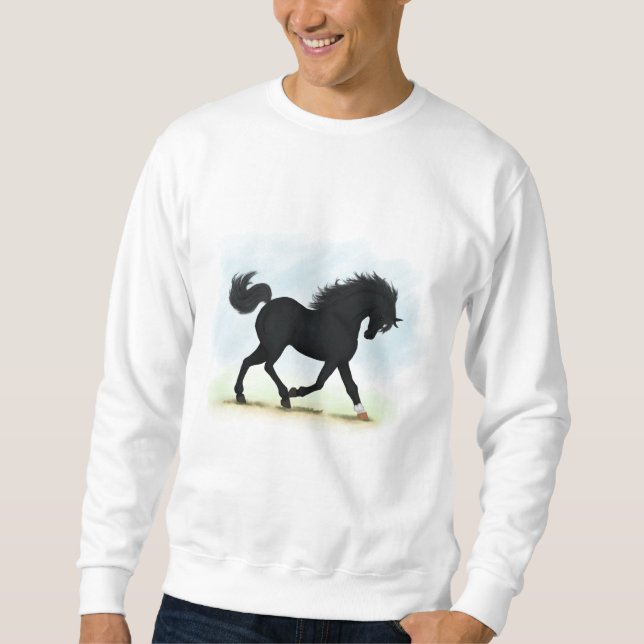 Schwarzes Pferd mit Star & Sock (Black Beauty) Sweatshirt (Vorderseite)