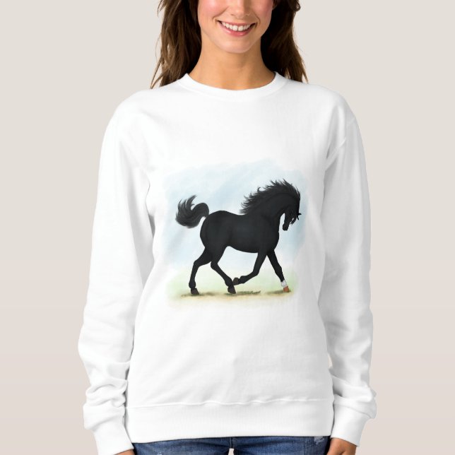 Schwarzes Pferd mit Star & Sock (Black Beauty) Sweatshirt (Vorderseite)