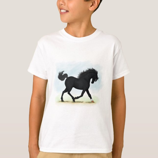 Schwarzes Pferd mit Star & Sock (Black Beauty) T-Shirt (Vorderseite)