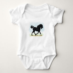 Schwarzes Pferd mit Star & Sock (Schwarze Schönhei Baby Strampler