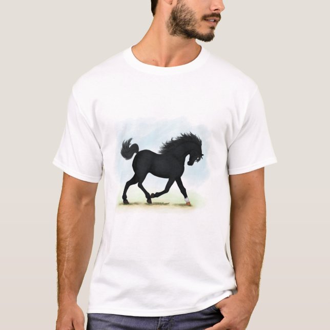 Schwarzes Pferd mit Star & Sock (Schwarze Schönhei T-Shirt (Vorderseite)