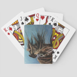 Schwarzes Pferd mit Windblown Spielkarten