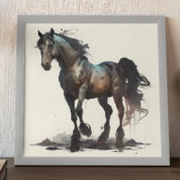 Schwarzes Pferd Modernes Abstraktes Bild