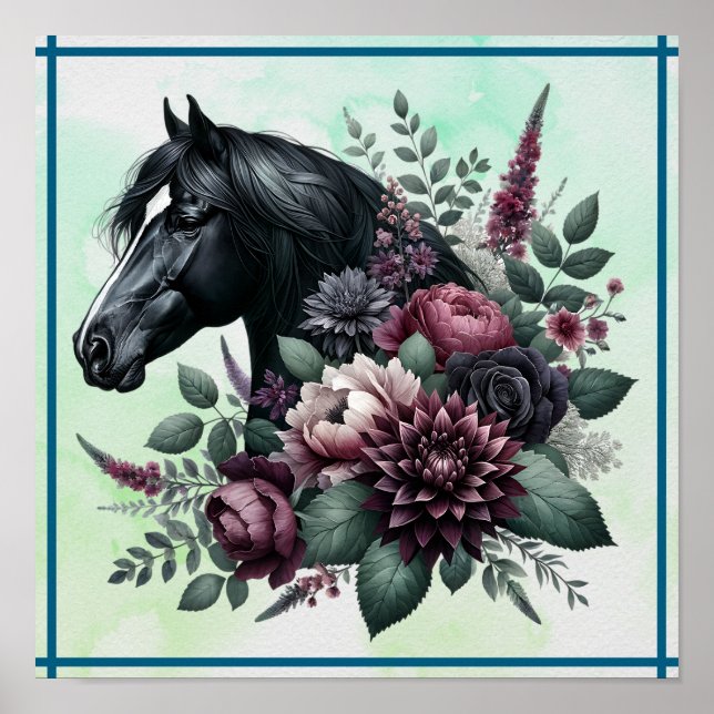 Schwarzes Pferd Poster (Vorne)