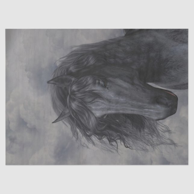 Schwarzes Pferd Seidenpapier (Vorderseite)