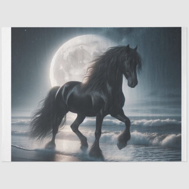 Schwarzes Pferd Seidenpapier (Vorderseite)