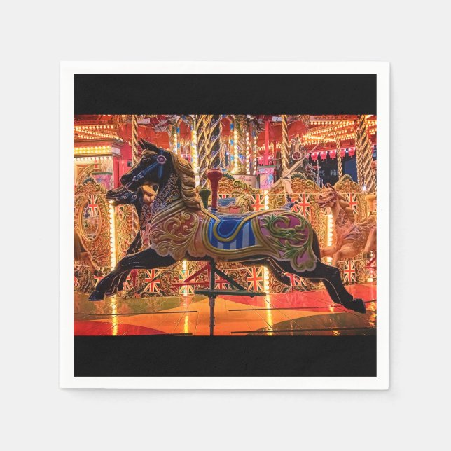 Schwarzes Pferd Serviette (Vorderseite)