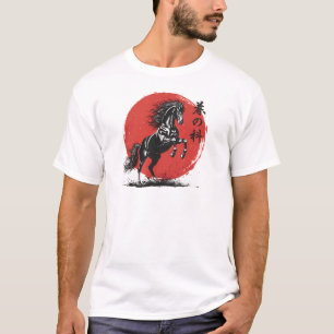 Schwarzes Pferd steigt 2026 Chinesisches Zodiak T-Shirt