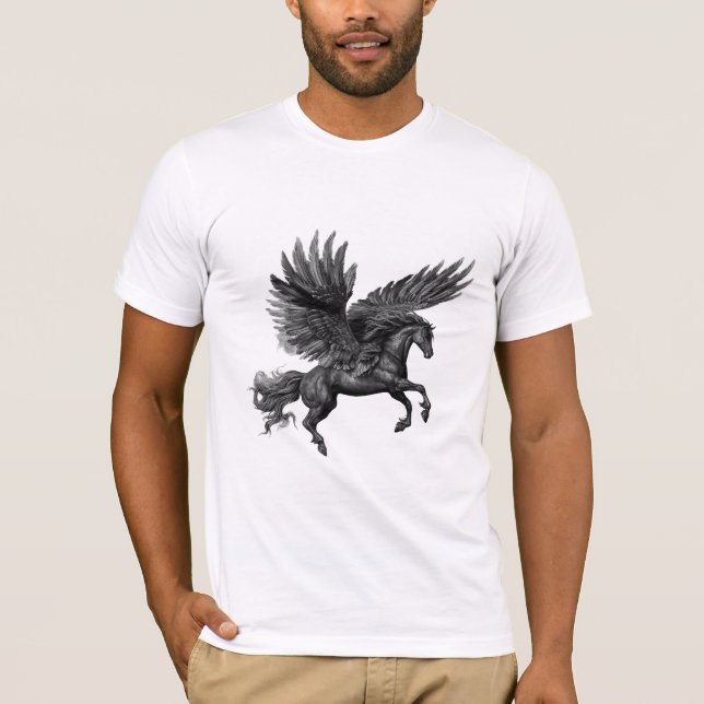 schwarzes Pferd T-Shirt (Vorderseite)