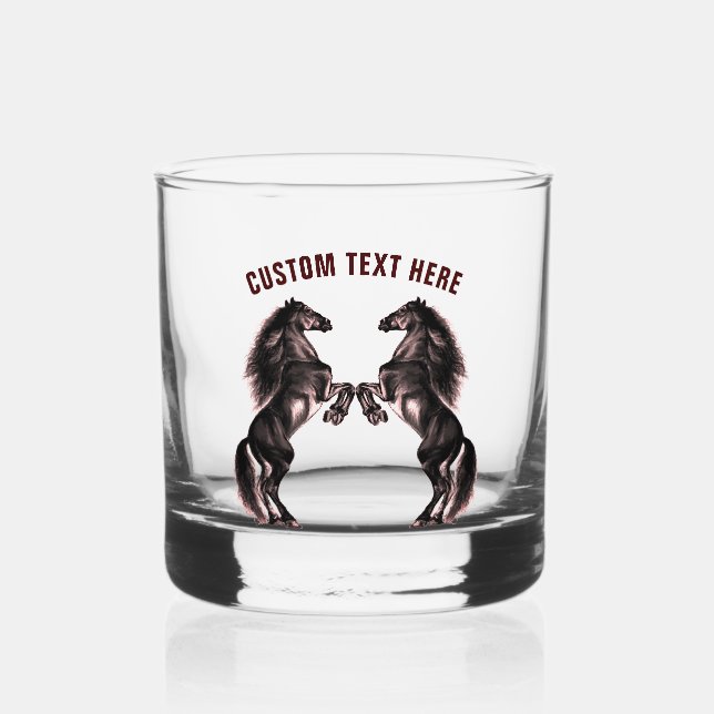 Schwarzes Pferd und Personalisierter benutzerdefin Whiskyglas (Rückseite)