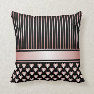 Schwarzes Pfirsich-Satin-Herz-Band-Wurfs-Kissen Kissen