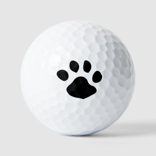 Schwarzes Pfotenabdruck-Design Golfball (Vorderseite)