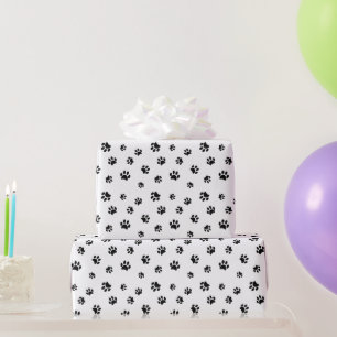 Schwarzes Pfotenabdruck-Muster Geschenkpapier
