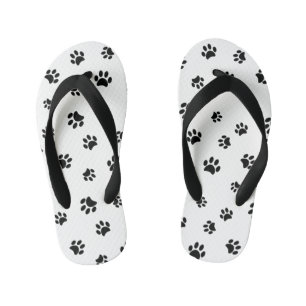 Schwarzes Pfotenabdruck-Muster Kinderbadesandalen