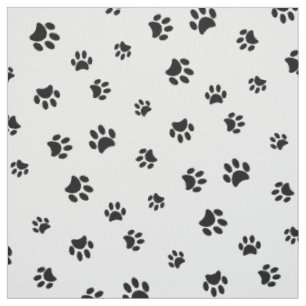 Schwarzes Pfotenabdruck-Muster Stoff