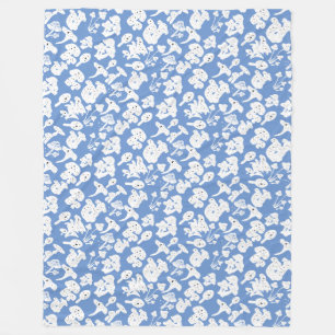 Schwarzes Pilzmuster 01b Blau BG Fleecedecke