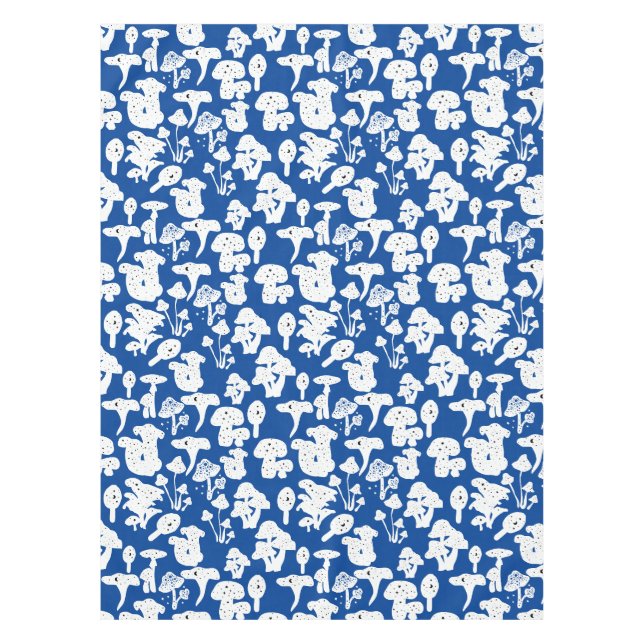 Schwarzes Pilzmuster 01b blaues BG Tischdecke (Vorderseite)