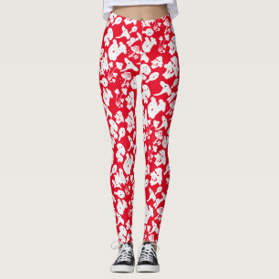 Schwarzes Pilzmuster 01b Rotes BG Leggings