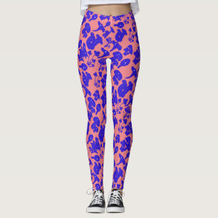 Schwarzes Pilzmuster 01blau Pink BG Leggings
