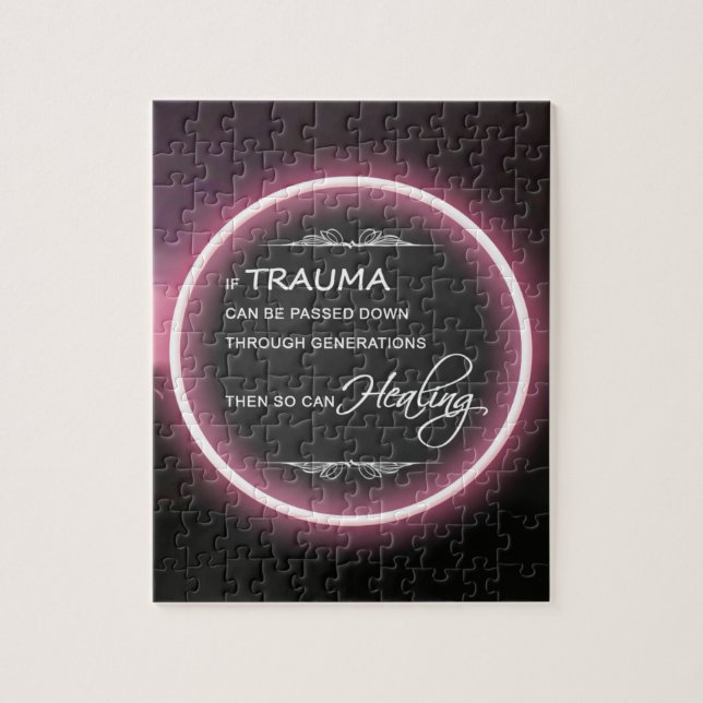 Schwarzes Pink Glowing Zitat Puzzle (Vertikal)