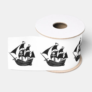 Schwarzes Piratenschiff-Totenkopf-DIY-Farben Ripsband