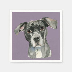 Schwarzes Pitbull-HundeAquarell-Porträt Serviette