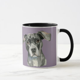 Schwarzes Pitbull HundeAquarell-Porträt Tasse