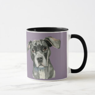 Schwarzes Pitbull HundeAquarell-Porträt Tasse