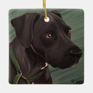 Schwarzes Pitbull Keramikornament