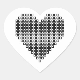 Schwarzes Pixel Herz-Aufkleber