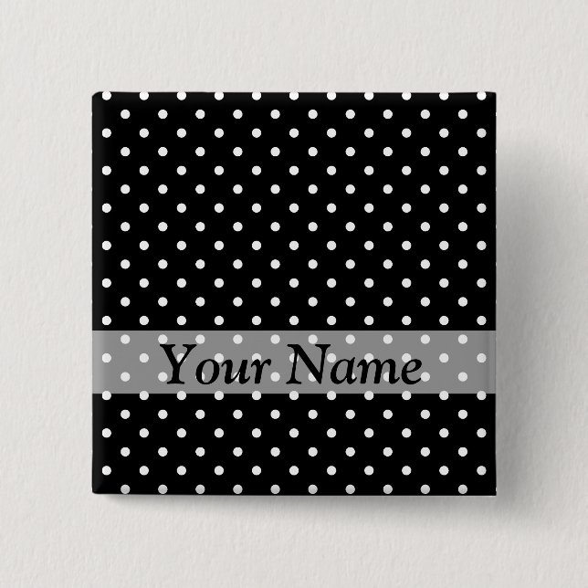 Schwarzes Polka-Punktmuster Button (Vorderseite)