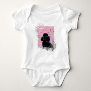 Schwarzes Poodle-Portrait mit Hummingbirds Baby Strampler