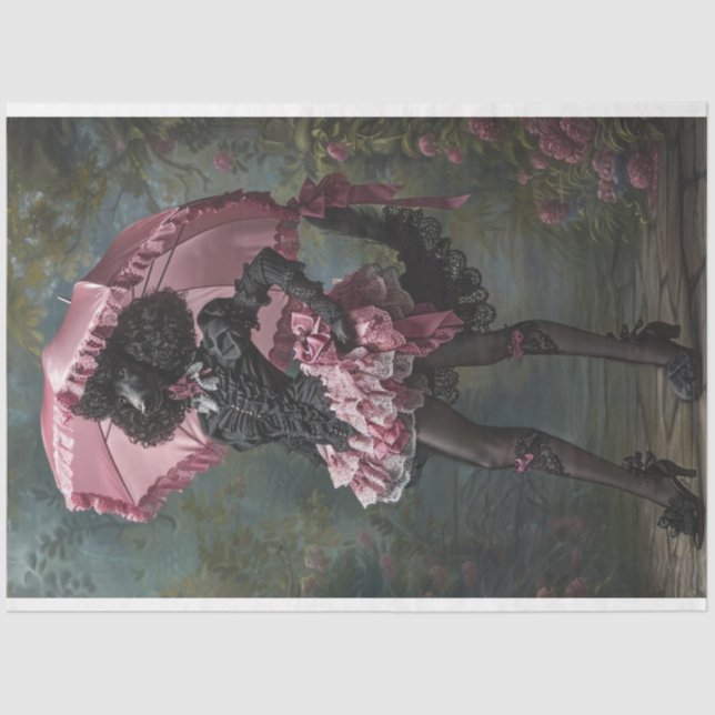 Schwarzes Poodle-Viktorianische Kleidung Seidenpapier (Vorderseite)