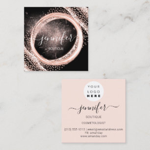 Schwarzes Powder-Logo der Beruflichen Makeup-Rose Quadratische Visitenkarte
