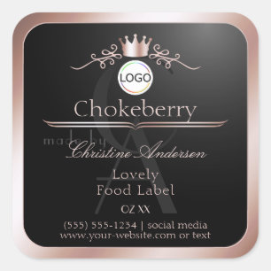 Schwarzes Produktlabel Roségoldrahmen-Logo-Monogra Quadratischer Aufkleber