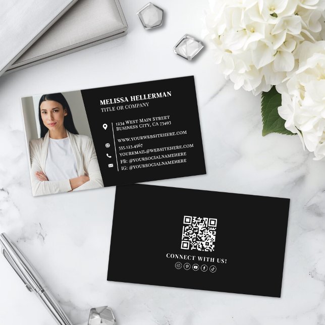 Schwarzes professionelles Foto Visitenkarte (Black Professional Photo Business Card )