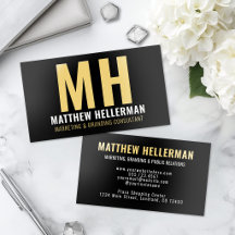 Schwarzes professionelles modernes Monogramm Gold